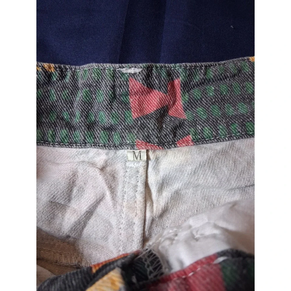 Vintage Graffiti Pop Art Print Wide Leg Jeans Multi Color High Rise Raw Hem M - Picture 6 of 8